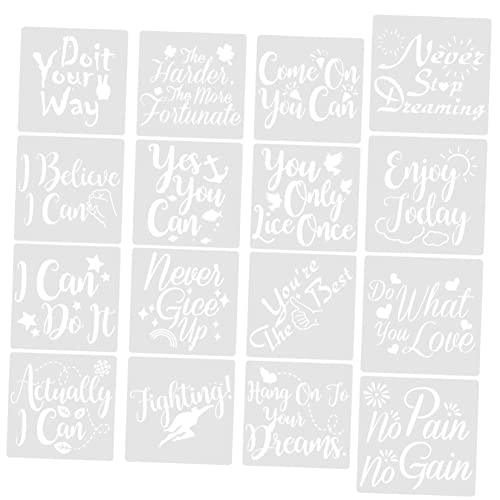 DOITOOL 16 Stück Inspirierende Wort Schablonen Diy Malvorlagen für Textilgestaltung Scrapbooking und Kunsthandwerk für Heimdekoration und Projekte von DOITOOL