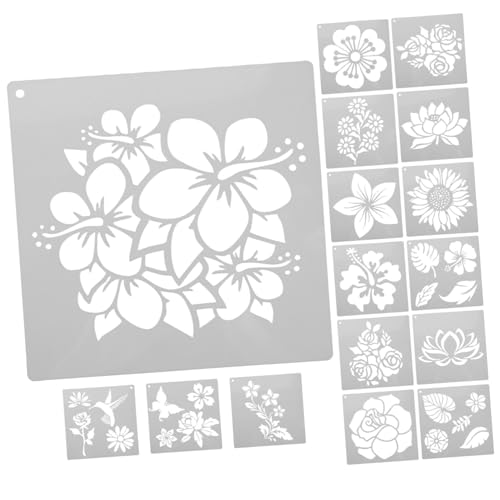 DOITOOL 16 Stück Teiliges Blumen und Schmetterlings Schablonen Wiederverwendbare Wasserfeste Malschablonen für Möbel DIY Pflanzenmotive für Kreative Kunstgestaltung von DOITOOL