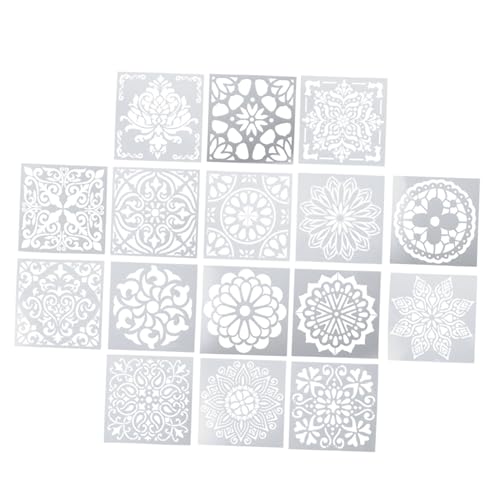 DOITOOL 16 Stück Teiliges Mandala Schablonen Wiederverwendbarem PET Material Sicher und Waschbar Vielseitige Blumenmotive für Originelles Malen Zeichenvorlagen für Üben von Zeichen von DOITOOL