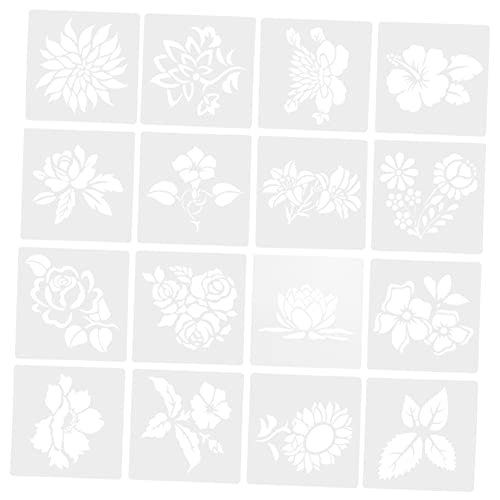 DOITOOL 16 Stück Teiliges Set Malerei Schablonen für Kreative Blumenmuster Diy Pflanzenmalerei Vorlagen Wiederverwendbare Schablonen für Wanddekoration und Bastelprojekte von DOITOOL