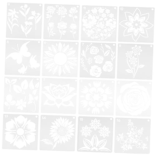 DOITOOL 16 Stück Teiliges Wiederverwendbarer Schablonen für Blumendesigns für Diy Kunstprojekte Wanddekoration und Bastelarbeiten für Erwachsene von DOITOOL