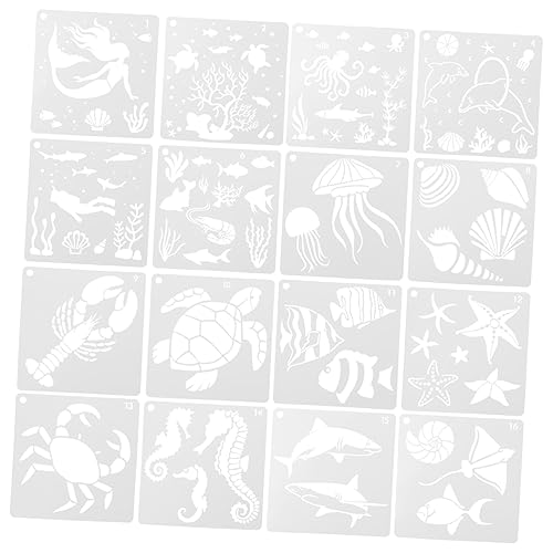 DOITOOL 16Stücke Teiliges DIY Malerei Schablonen für Wandgestaltung Wiederverwendbare Vorlagen mit Ozeanmotiven für Bastelprojekte und Dekoration von Festen DOITOOL 16Stücke Teiliges DIY Malerei Schablonen für Wandgestaltung Wiederverwendbare Vorlagen mit Ozeanmotiven für Bastelprojekte und Dekoration von Festen von DOITOOL