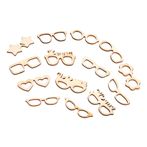 DOITOOL 17 Stück Gläser Holzspäne Brillenbügel holzfiguren DIY Holzschmuck brillenregal brillengestelle Gläser bemalen leere Holzscheiben unfertige Holzspäne DIY-Gläser zum Bemalen hölzern von DOITOOL