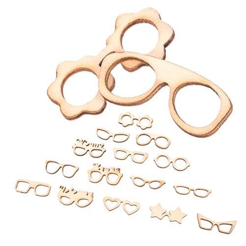 DOITOOL 17 Stück Gläser Holzspäne Brillenbügel holzfiguren holzspan Holzzubehör holzformen Gläser bemalen Holzausschnitt selber machen Malmaterialien selber machen Holzausschnitte hölzern von DOITOOL
