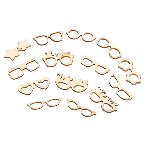DOITOOL 17 Stück Kindergarten DIY Bastelzubehör Gläser bemalen Brillenbügel holzfiguren Holzzubehör DIY Holzschmuck holzformen holzspan leere Holzscheiben Ausschnitte Kunsthandwerk hölzern von DOITOOL