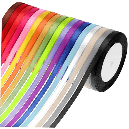 DOITOOL 18 Rollen Teiliges Dünne Polyester geschenkband in Farben Farbenfrohes Schleifenband für Geschenkverpackung Blumensträuße Bastelarbeiten Dekoratives Band für Hochzeit Geburtstag DOITOOL 18 Rollen Teiliges Dünne Polyester geschenkband in Farben Farbenfrohes Schleifenband für Geschenkverpackung Blumensträuße Bastelarbeiten Dekoratives Band für Hochzeit Geburtstag von DOITOOL