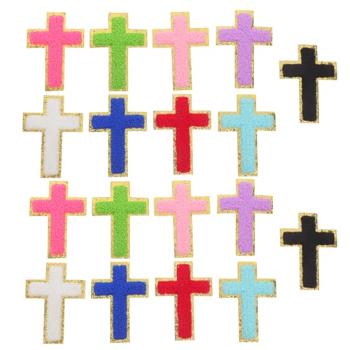 DOITOOL 18 Stück Kreuz-Aufnäher zum Aufbügeln: Gestickte Kreuz-Aufnäher zum Aufbügeln für Kleidung, Jeans, Hüte, Rucksäcke – schöne Applikationen, Vintage, dekorative Nähverzierungen von DOITOOL