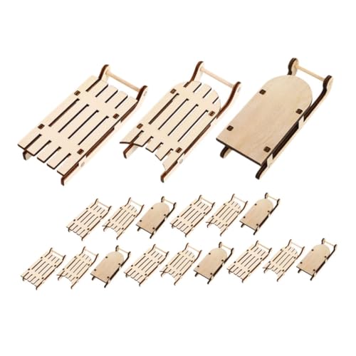 DOITOOL 18 Stück Teiliges Mini Holz-schlitten Naturbelassenes Diy-modell Robuste Miniatur-deko für Weihnachten Hochzeit Tisch Christbaumschmuck von DOITOOL