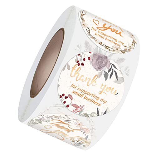 DOITOOL 1Rolle Blumenetiketten Aufkleber Danke für Unterstützung Unternehmen Selbstklebende Sticker Zufälligen Designs für und DIY Projekte von DOITOOL