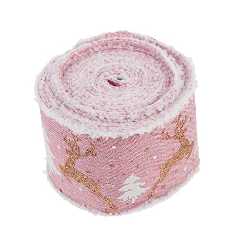 DOITOOL 1Rolle Breites Weihnachtsband Juteband Mit Druck DIY Geschenkband Für Weihnachtsgeschenke Schleifen Und Dekoration Mit Rentier Und Baumdesign von DOITOOL