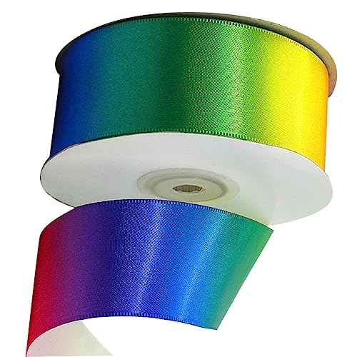 DOITOOL 1rolle Regenbogen Geschenkband Aus Hochwertigem Polyester Lang Breit Bunte Verpackungsstreifen Für Dekoration Basteln Und Kleidung Elegantes Design Für Jeden Anlass von DOITOOL