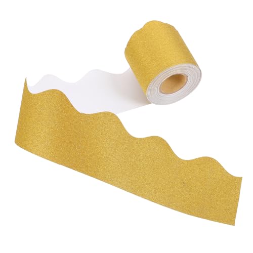 DOITOOL 1Rolle Goldene Glitzer Bordüre Für Bulletin Boards Dekoratives Wasserfestes Borderpapier Für Kreative Wandgestaltungen Und Schulprojekte von DOITOOL