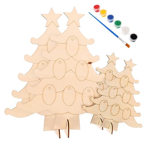 DOITOOL 1Satz Holz Weihnachtsbaum Teiliges DIY Bastelmaterial Unbehandeltem Holz Weihnachtsbaumformen und Acrylfarben für Weihnachtliche Dekoration DOITOOL 1Satz Holz Weihnachtsbaum Teiliges DIY Bastelmaterial Unbehandeltem Holz Weihnachtsbaumformen und Acrylfarben für Weihnachtliche Dekoration von DOITOOL