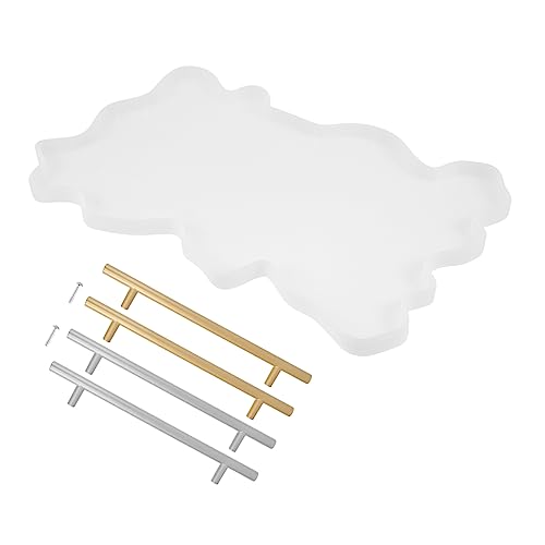 DOITOOL 1Satz Silikonformen für DIY Kunsthandwerk Unregelmäßige Plattenform Gießform Große Form mit Goldenen und Silbernen Griffen für Aufbewahrungslösungen von DOITOOL
