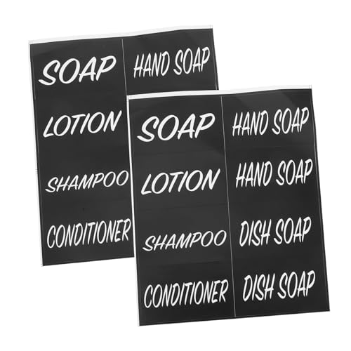 DOITOOL 2 Blatt Wasserdichte Badetiketten für Shampoo Flaschen Abziehbar und Wiederverwendbar Modernes Design zur Organisation von Toilettenartikeln Selbstklebend Wasser Schmutzresistent von DOITOOL