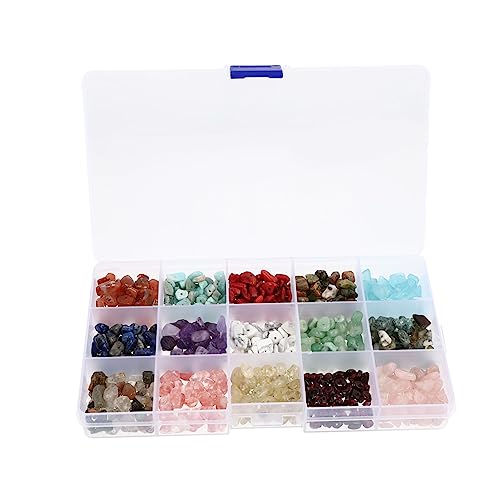 DOITOOL 2 Boxen Natürliche Edelstein Chips Perlen Fach Box für Schmuckherstellung Lose Steinperlen mit Löchern Vielseitig für Diy Armband Halskette Basteln Lebendige Farben Unregelmäßige von DOITOOL