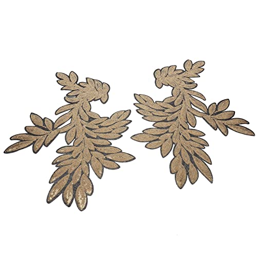DOITOOL 2 Paare Goldene Pailletten Applikationen für Kleidung Diy Stickerei Patches zur Dekoration für Röcke und Verschiedene Kleidungsstile für Nähprojekte und von DOITOOL