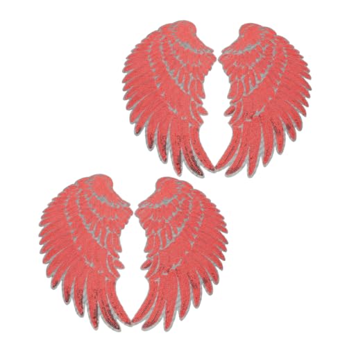 DOITOOL 2 Paare Rote Pet Pailletten Flügel Aufnäher Selbstklebend Schnelle Anbringung Strapazierfähiges Stoffpatch für Kleidung Taschen DIY Party Dekoration von DOITOOL