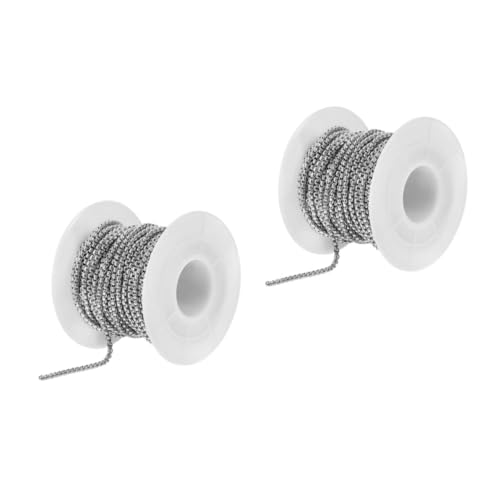 DOITOOL 2 Rollen 10 Stahlkette Halskette für perlenkette pearl necklace schmuckherstellung Schmuckmaterial silberkette armschlinge Pulloverkette Kettenverlängerung Rostfreier Stahl Silver von DOITOOL