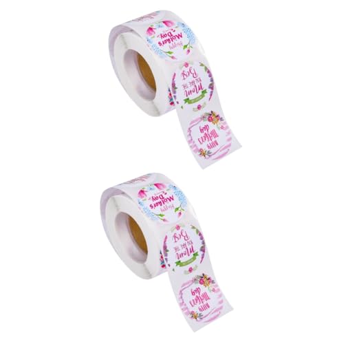 DOITOOL 2 Rollen Aufkleber zum Muttertag Etiketten dekorativer Aufkleber Verpackung Tags-Aufkleber Allzweck runden Umschlagaufkleber runde Aufkleberetiketten Kupferplattenaufkleber von DOITOOL