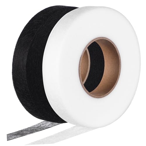 DOITOOL 2 Rollen Doppelseitiges Saumband zum Aufbügeln Hitzebeständiges Klebefreies Bügelband zum Säumen und Reparieren von Kleidung und Hosen Schwarz und Weiß kein Nähen Erforderlich von DOITOOL