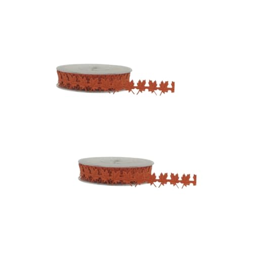 DOITOOL 2 Rollen Geprägter Ahornblattband Weihnachtsbastelband Weihnachtsbaumband Bänder Zum Verpacken Schleife Danksagung Dekorate Girlande Blattbesatz Weihnachtsverpackungsband Urlaub von DOITOOL