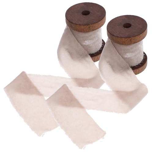 DOITOOL 2 Rollen Geschenkband Stoff Rosa Drahtband Zum Verpacken Von Weihnachten Geschenkbänder Bänder Zum Basteln Geschenkband Für Hochzeiten Drahtband Farbiges Polyester Grau von DOITOOL