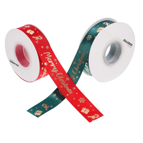 DOITOOL 2 Rollen Geschenkband Weihnachten Dekorationsband Rot und Grün für DIY Hochzeiten Bastelprojekte und Verpackungen Yards pro Rolle Klassisches Schneeflocken Muster von DOITOOL