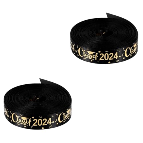 DOITOOL 2 Rollen Geschenkband für Diy Bastelarbeiten Graduation Breites Yards Satinband mit Goldener Heißtransfer Dekoration für Abschlussfeiern und Kreative Geschenkverpackungen von DOITOOL