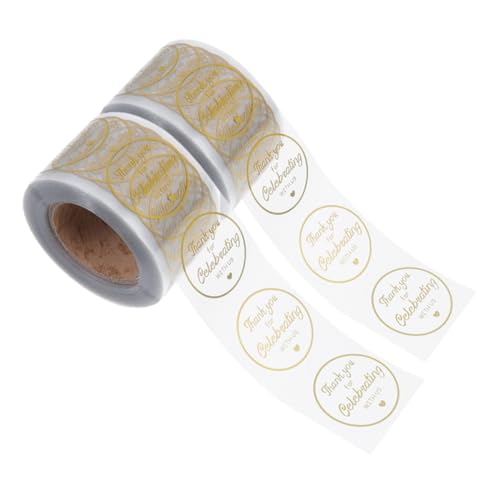 DOITOOL 2 Rollen Geschenkverpackung Aufkleber Rund Selbstklebend Transparent mit Goldfolie Elegante Dankeschön Sticker für Geschenktüten Kleine Unternehmen Einfaches Abziehen und DOITOOL 2 Rollen Geschenkverpackung Aufkleber Rund Selbstklebend Transparent mit Goldfolie Elegante Dankeschön Sticker für Geschenktüten Kleine Unternehmen Einfaches Abziehen und von DOITOOL