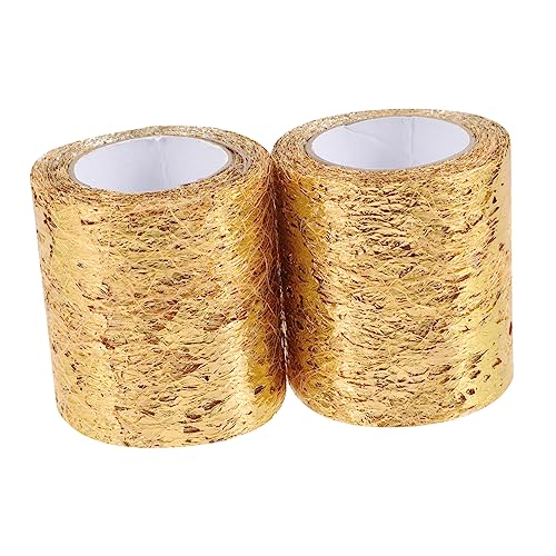 DOITOOL 2 Rollen Goldene Netz Tüllbänder Glitzer Tüll für DIY Blumenverpackungen Hochzeitsdeko und Bastelprojekte für Einladungen Scrapbooking und Mehr von DOITOOL