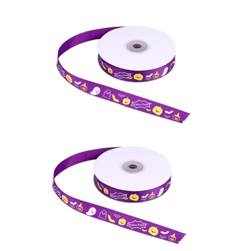 DOITOOL 2 Rollen Halloween Geschenkband Breit Lila Polyester Geschenkverpackungsschleife mit Festlichem Muster für DIY Kopfschmuck und Halloween Dekoration DOITOOL 2 Rollen Halloween Geschenkband Breit Lila Polyester Geschenkverpackungsschleife mit Festlichem Muster für DIY Kopfschmuck und Halloween Dekoration von DOITOOL