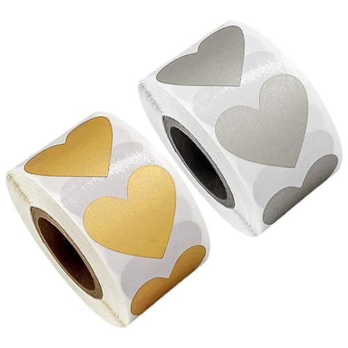 DOITOOL 2 Rollen Herzförmige Diy Scratch Off Aufkleber Roségold Selbstklebende Etiketten für Valentinstag Hochzeiten Geschenktüten pro Einfach zu Verwenden von DOITOOL
