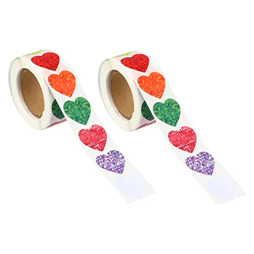 DOITOOL 2 Rollen Herzförmige Selbstklebende Etiketten Romantische Geschenkanhänger für Valentinstag und Hochzeiten Bunte Aufkleber für Scrapbooking und Dekoration von DOITOOL