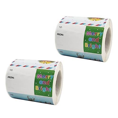 DOITOOL 2 Rollen Kreative Weihnachtsaufkleber Selbstklebende Etiketten für Umweltfreundliche Deko pro Rolle für Weihnachtsfeiern und Geschenkverpackungen DOITOOL 2 Rollen Kreative Weihnachtsaufkleber Selbstklebende Etiketten für Umweltfreundliche Deko pro Rolle für Weihnachtsfeiern und Geschenkverpackungen von DOITOOL