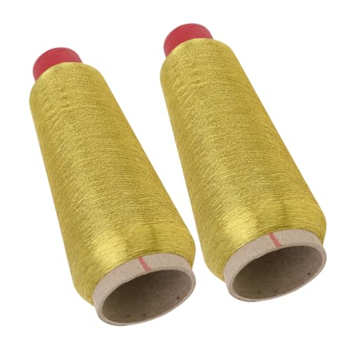 DOITOOL 2 Rollen Nähmaschinen-stickgarn Bausatz Reflektierend Stickerei Funkeln Garnset Für Nähmaschinen Metallisch Nähen Stickfaden Stickgarn-kit Stickgarn Aus Seide Golden Polyester von DOITOOL