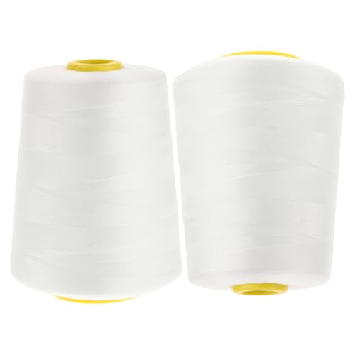 DOITOOL 2 Rollen Nähmaschinenfaden Nähgarn Starker Nähfaden für schwere Näharbeiten Stickgarn zum Nähen Quiltgarn zum Handquilten universeller Faden dicker Nähfaden Baumwollfaden Weiß von DOITOOL