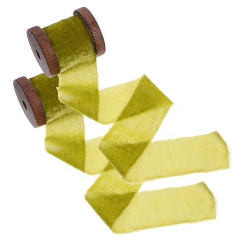 DOITOOL 2 Rollen Retro Hochzeitsband Dekorationen Verpacken Farbige Bänder Verpackungsbänder Zum Basteln Buntes Band Party Handgerissenes Band Elegante Bänder Polyester Gelb von DOITOOL
