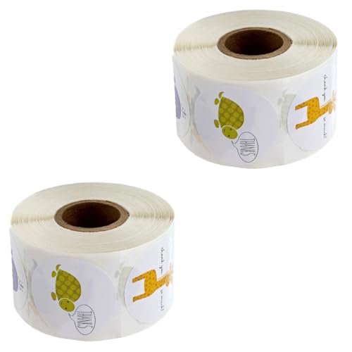 DOITOOL 2 Rollen Selbstklebende Dankesaufkleber mit Cartoon Tieren Dekorative Etiketten für Verpackungen und Backwaren von DOITOOL