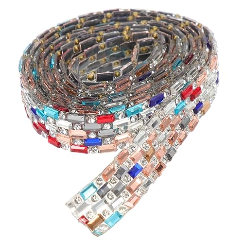 DOITOOL 2 Rollen Selbstklebendes Strassband Reihig Bunte Kristallsteine Breit Wasserfeste Dekoborte zum Basteln Kleidung Schuhe Taschen Verzieren DIY Schmuckverzierung von DOITOOL