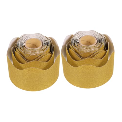 DOITOOL 2 Rollen Tafel-rand-aufkleber Bordürenaufkleber Glitzerbordüren Pinnwand-grenzen Rollrandbesatz Klassenzimmergrenzen Gezackte Ränder Auswechselbarer Randaufkleber Papier Yellow von DOITOOL