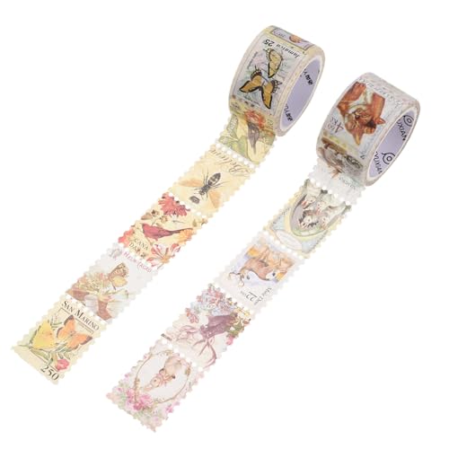 DOITOOL 2 Rollen Washi Tape Vintage Stamp Aufkleber Dekoratives Klebeband für Scrapbooking Planer Tagebuch und Bastelprojekte für Kreative Diy Projekte von DOITOOL