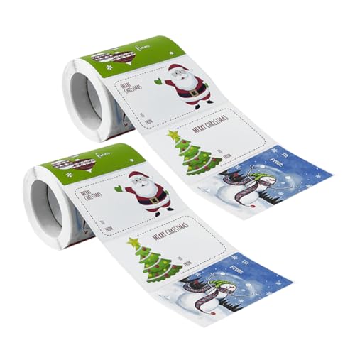 DOITOOL 2 Rollen Weihnachtliche Geschenkaufkleber Selbstklebende Siegel Etiketten mit Bunten Motiven Praktische Party Supply für Geschenkboxen Karten Umschläge Ablösbar und Einfach von DOITOOL