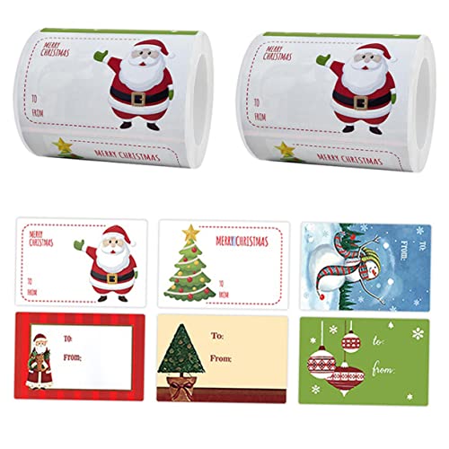 DOITOOL 2 Rollen Weihnachtliche Pack Geschenkaufkleber Cartoon Rechteckige Selbstklebende Party Etiketten für Geschenkboxen Papier und Verpackungstaschen Festliche Weihnachtssticker von DOITOOL