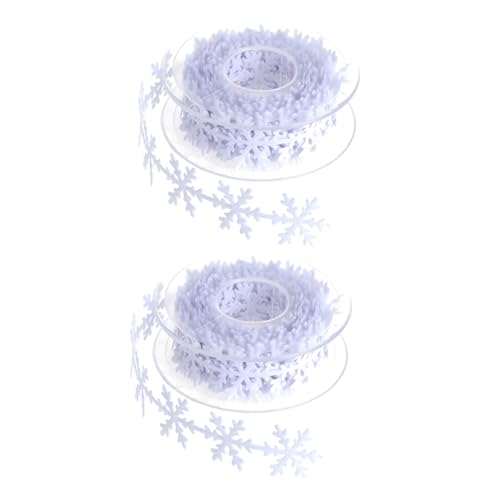 DOITOOL 2 Rollen Weißes Schneeflocken Dekoband Langes Hochwertiges Geschenkband für Weihnachtsdeko DIY Basteln Geschenkverpackung Vielseitiges Weihnachtsband für Festliche Gestaltung von DOITOOL