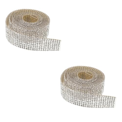 DOITOOL 2 Rollen Würfelband Handwerk Strassband Party Dekoration Basteln Klebstoff -Strass -Trimm Strassstoffstreifen selbstklebende Strassstreifen Strasskleberaufkleber Heißschmelzkleber von DOITOOL