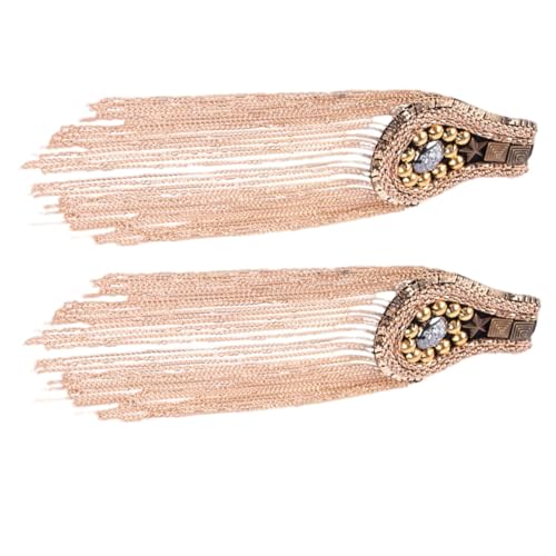 DOITOOL 2 STÜCK Goldene Schulterklappen mit Quasten Teiliges Modische Epauletten als Schmuck für Schuhe Hüte und Anzüge Vielseitige Auffällige Schulterdekoration für Alltag und Bühne von DOITOOL