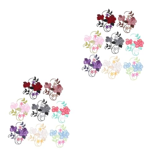 DOITOOL 2 Sätze Blumen Stickerei Stoff Aufkleber Bestickt Patch Applikationen Party Hochzeit Nähen Für Dekoration Blumen- Drinnen Flecken Stickkleber Stoffzubehör 8 Stück * 2 von DOITOOL
