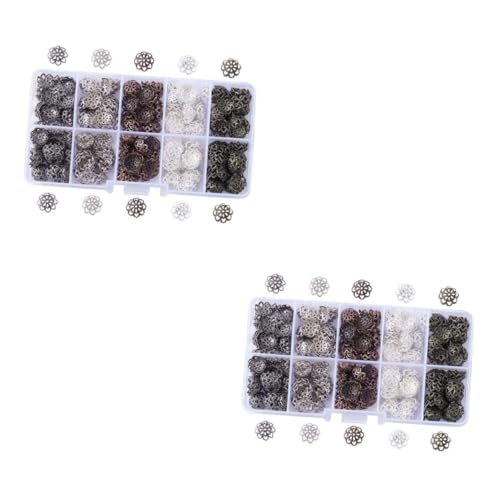 DOITOOL 2 Sätze Blumenförmige Perlenkappen Herzform Bastelbedarf Für Armbänder Und Schmuckzubehör Für Diy Projekte Langlebig Und Farbenfroh 600 Stück * 2 von DOITOOL