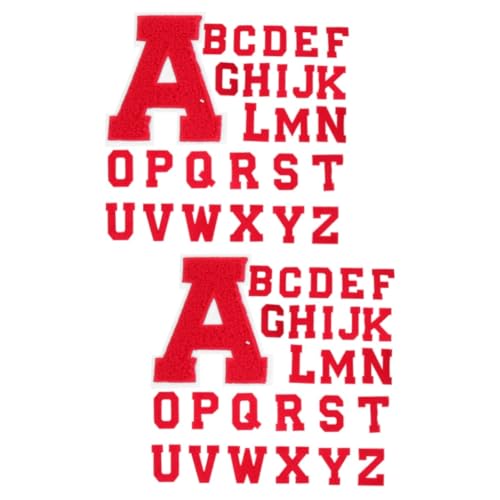 DOITOOL 2 Sätze Brief Sticklogo Gestickte Aufnäher Für Bekleidungsstücke Jacke Flecken Bestickt Dekorativ Abriebfeste Hutaufnäher Flicken Zum Aufbügeln Handtuchstickerei Rot 26 Stück * 2 von DOITOOL
